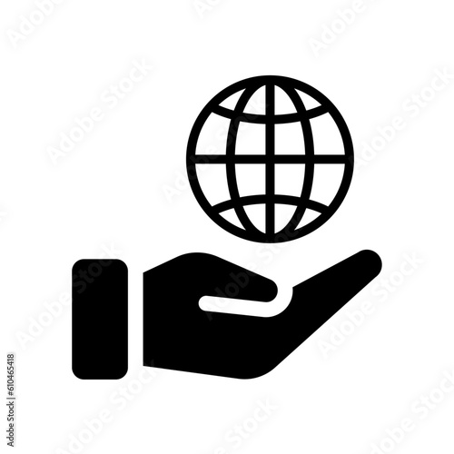 Hand with globe icon