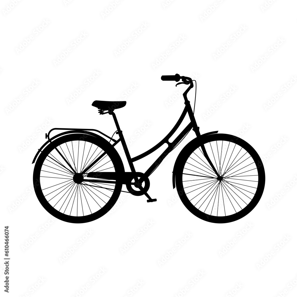 Bicycle vector illustration. Vintage bicycle silhouette vector image.