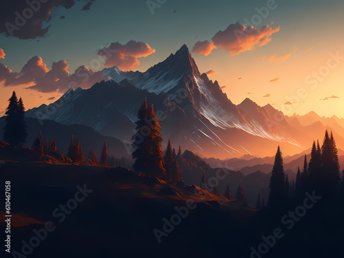 sunset over the mountain tops