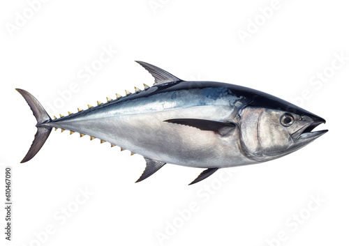 Atlantic bluefin tuna isolated on transparent background. Generative AI. photo