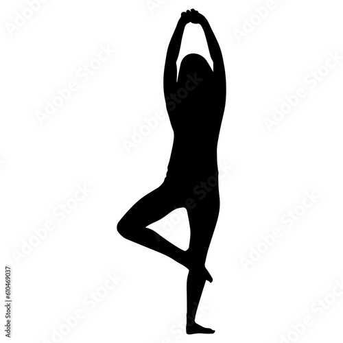 Vector illustration. Silhouette of a woman doing sports. Warm up.