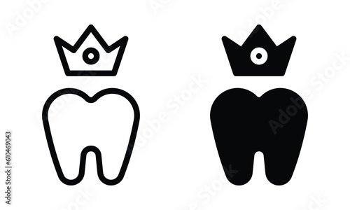 Tooth crown icon with outline and glyph style.