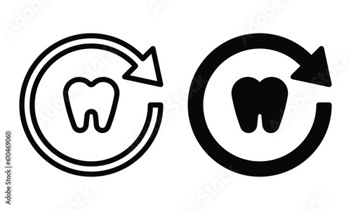 Tooth repair icon with outline and glyph style.