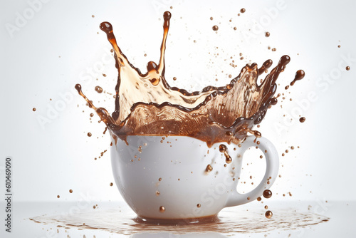 Illustration of Cup with Coffee Spilling Everywhere. Generative ai