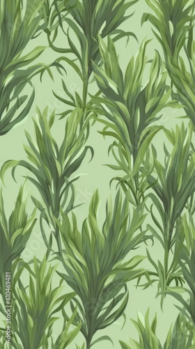 Aromatic Tarragon Herbs Cartoon Vertical Background Illustration. Healthy Vegetarian Diet. Ai Generated Drawning Background Illustration with Delicious Aromatic Tarragon Herbs. Generative AI