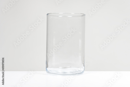 Empty glass bowl on a white table