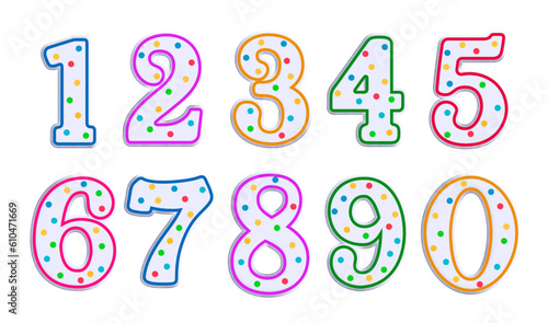 Birthday numbers set vector design. Birthday number elements party and event decoration isolated in white background. Vector illustration cake topper collection.
