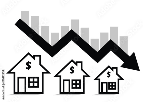 house price down real estate and property price down weaken decline recession