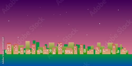 夜の街の風景のベクターイラスト