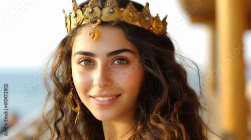 young adult woman with beac...