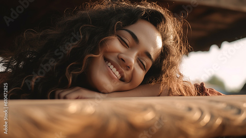 young woman relaxing outdoo...