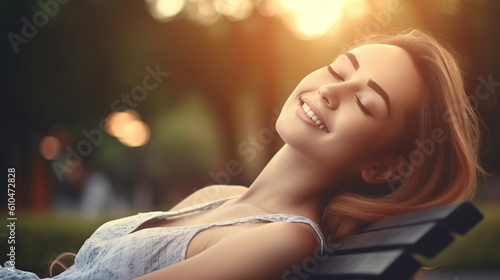young woman relaxing outdoo...
