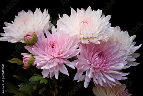 Chrysanthemum Flowers in Summer  Pink  Purple and White Blooms. Generative AI