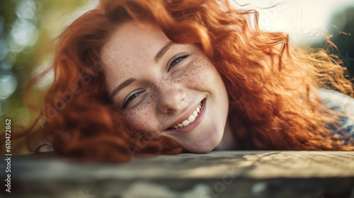 young woman relaxing outdoo...