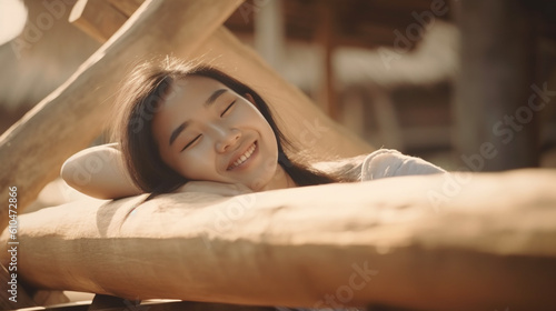 young woman relaxing outdoo...