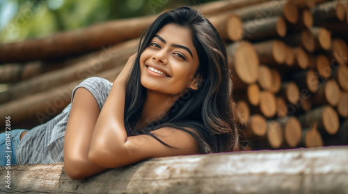 young woman relaxing outdoo...