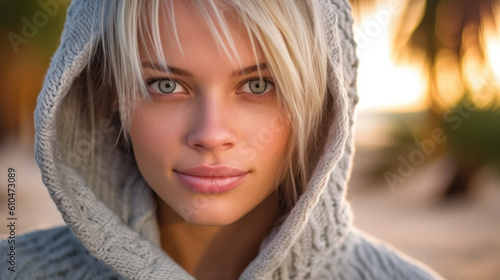 Young adult woman with blon...