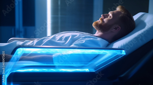 young adult man in a futuri...