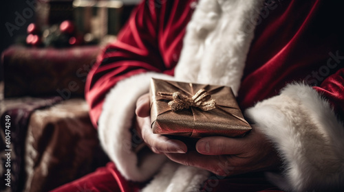 hands of santa claus wrap a...