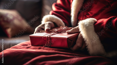 hands of santa claus wrap a...