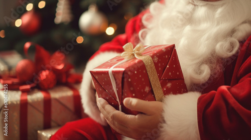 hands of santa claus wrap a...