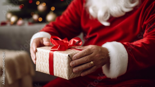 hands of santa claus wrap a...