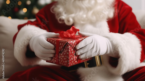 hands of santa claus wrap a...