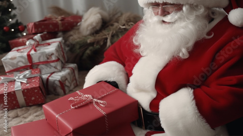 hands of santa claus wrap a...