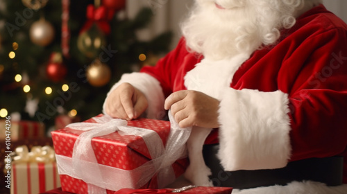 hands of santa claus wrap a...