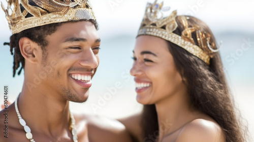 young adult woman and man w...