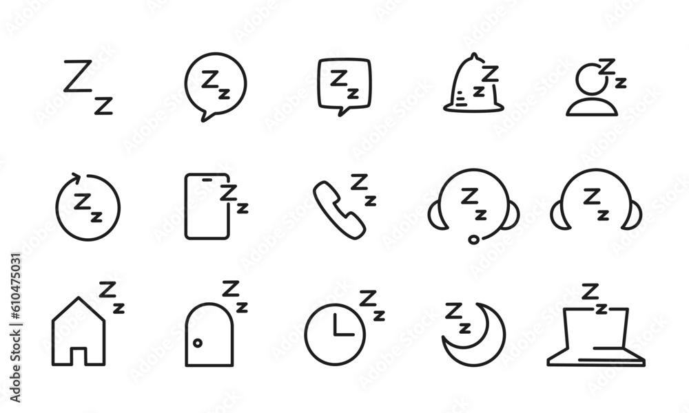 スリープモードを表すアイコンのセット/待機/休止/静止/イラスト/ベクター/要素/マーク スリープモードを表すアイコンのセット/待機/休止/静止/イラスト/ベクター/要素/マーク