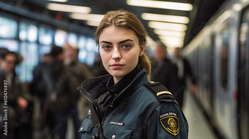 Fototapeta premium police officers in full gear and uniform with safety protective gear and bulletproof vests in a team and squad than a dozen police officers, in a city on a street