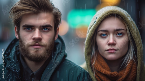 young adult woman and man, ...