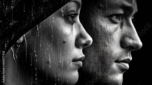 young adult woman and man, ...