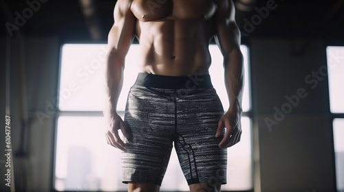 Shirtless, young adult man,...