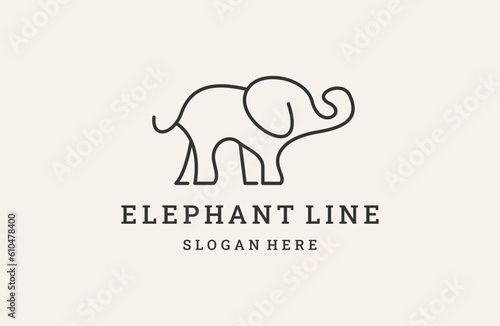 elephant with lineart style logo design
