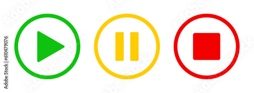 Play, pause and stop buttons