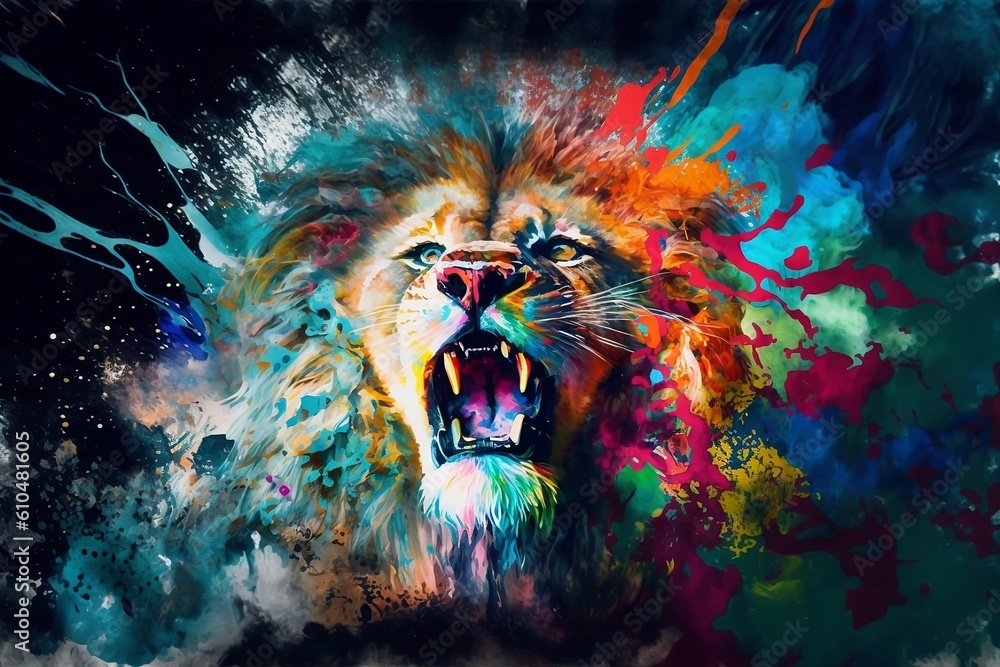 colorful lion art