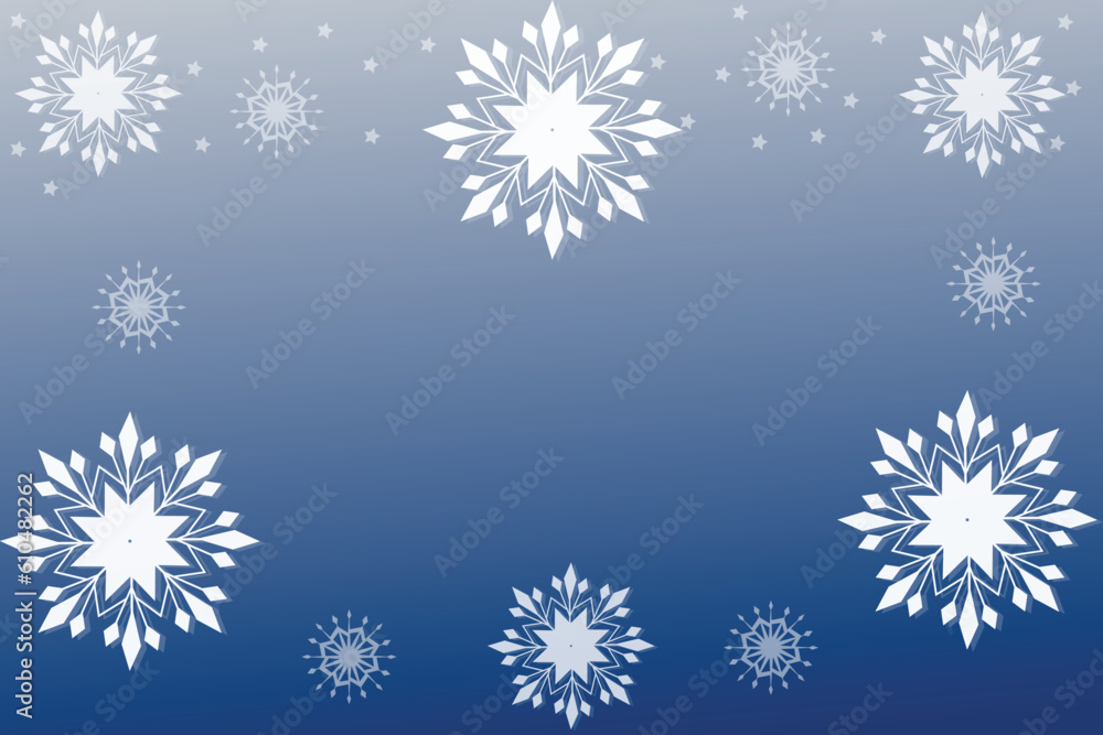 Winter Snowflake background, Christmas snowfall, backdrop winter snowflake illustration.
