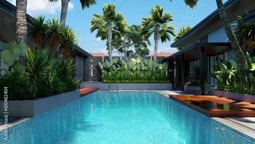 Wallpaper Mural pool, water, hotel, swimming, resort, palm, tropical, beach, luxury, travel, summer, vacation, holiday, sea, swimming pool, tree, sky, relax, tourism, leisure, sun, relaxation, blue, nature, reflectio Torontodigital.ca