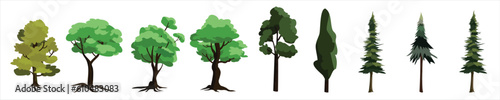 Realistic tree icon set vector illustration