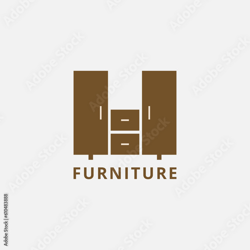 U-shaped wardrobe logo. Suitable for furniture and interior businesses.