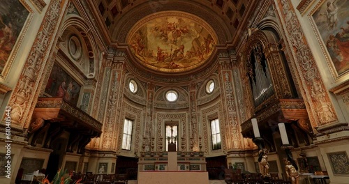 Extravagant Interior Of The Basilica di Sant'Andrea In Mantova (Mantua) Lombardy, Italy. Low Angle photo
