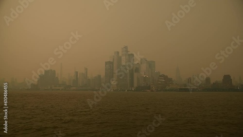 New York City Hudson River Apocalpytic Candian Smoke Fire photo