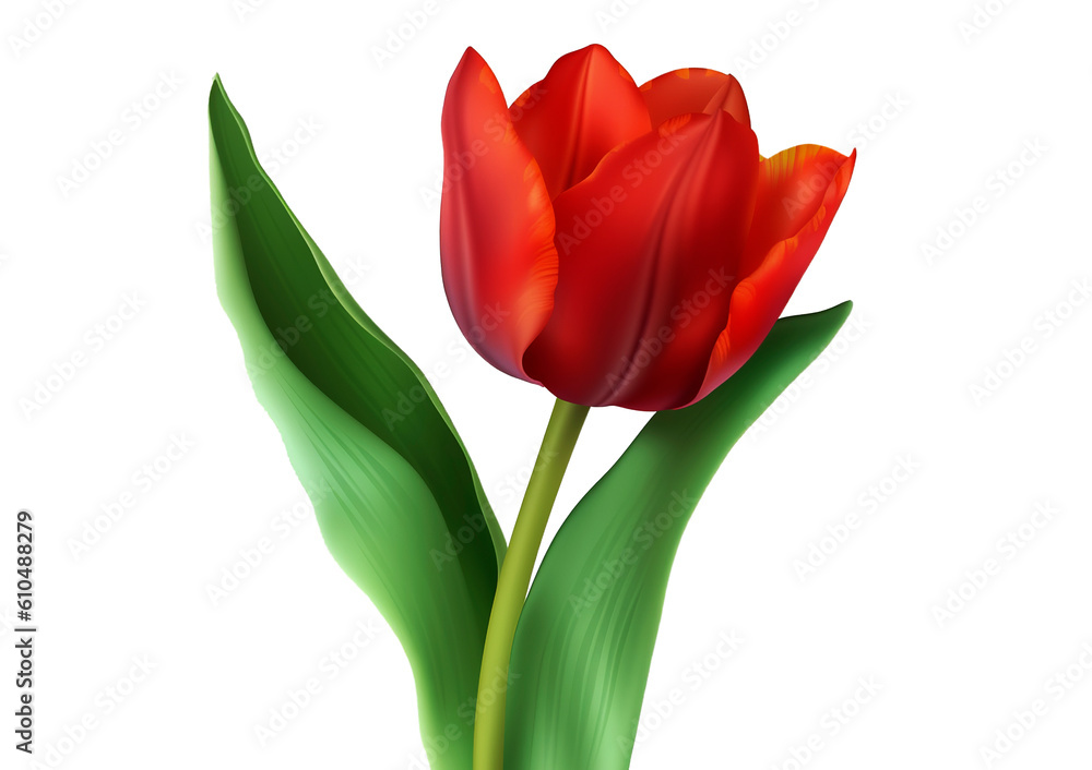 Tulip flower illustration on transparent background. Generative AI. Tulip flower illustration on transparent background. Generative AI.