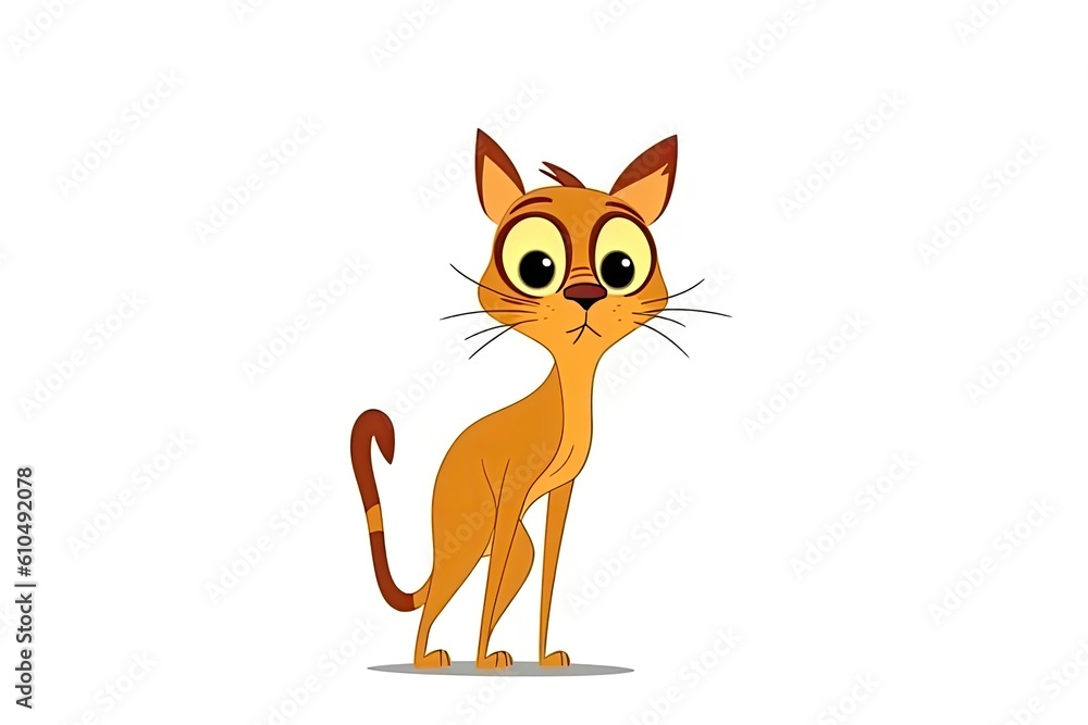 Obraz premium cute orange cartoon cat with big eyes Generative AI