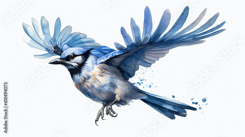 blue bird flying watercolor photo