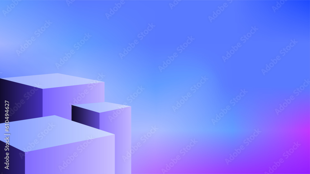 Cube pillars over gradient sky blue abstract gradient Cube pillars over gradient sky blue abstract gradient
