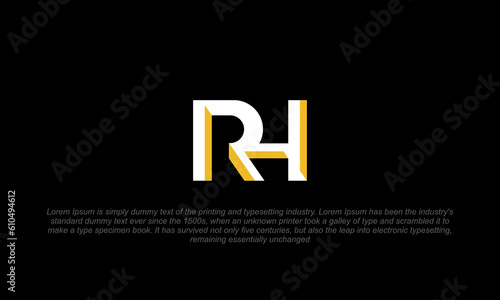 monogram logo style initial letter R and H