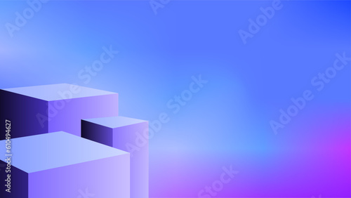 Cube pillars over gradient sky blue abstract gradient